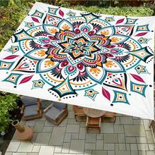 1 pieza Vela de sombra solar cuadrada con estampado geométrico de girasol fresco, adecuada para patio pequeño, piscina, área de ocio al aire libre de villa. Sombrilla de playa, tela de sombra solar para exteriores, toldo de playa, tienda de playa, sombra solar para patio, cenador al aire libre, cenador - Bohemia C - Ver 8