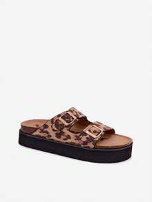 Fashionable And Comfortable Women's Summer Flip-Flops On The Platform With Buckles And Profiled Insole Pink Brown - Brown - View 3
