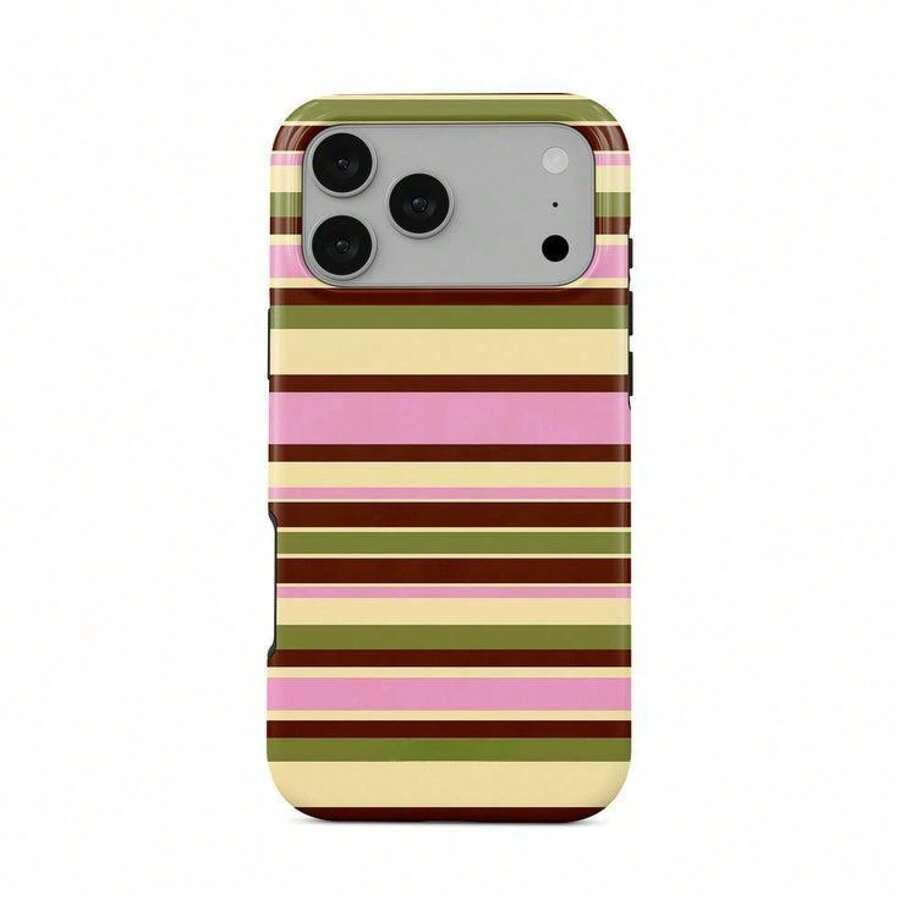 Bright Stripes 2-in-1 Film Handyhülle mattiert für iPhone 17 Air/16/15/14/13/12 Pro Max 14 15 16 17 Plus 11/X/Xsmax/Xr/7/8/Se verdickte doppelschichtige stoßfeste Schutzhülle anti-vergilbend und leuchtende Farben - Weiss - Übersicht 1