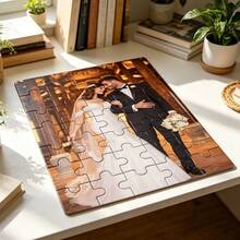 1pc Personalized Wooden Puzzle, Personalized Photo Portrait Puzzle, Birthday Gift, Special Occasion Personalized Puzzle Souvenir, Couple Portrait Puzzle, Travel Memory Photo Puzzle, Anniversary Customized Photo Puzzle, Graduation Class Photo Puzzle, Family Gathering Customized Puzzle, Holiday Customized Puzzle Gift - Multicolor - View 3