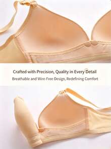Hart & Haze 3pcs Wireless Seamless Nursing Bras, 80%Nylon 20%Spandex, Anti-Sagging, 2Mauve+1Apricot, For Daily Commute, XS-L Sizes. - Champagne - View 8