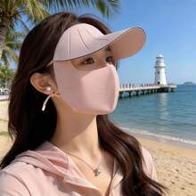 1件春夏透氣防曬面罩帽組合，中性戶外運動騎行開車網球用 3D 全臉防曬遮陽親膚面罩 - 彩色 - 查看 7