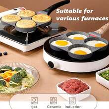 4-Piece Non-Stick Egg Pan And Granite Egg Pan Set, Multi-Functional Breakfast Pan, Suitable For Frying Eggs, Pancakes, Plett, Crepes, Compatible With Gas And Induction Stoves - View 2