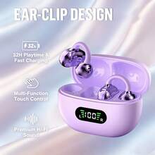 LIFEBEE Wireless Clip-On Earbuds, Wireless Open-Ear Hook Headphones, Built-In Microphone, Touch Control, Noise Canceling, Sports Open-Ear Earphones, Suitable For Fitness And Exercise - View 2