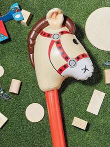 1pc 37 Inch Inflatable Stick, Inflatable Cowboy Horse Head Stick, Pony Stick Balloon, Suitable For Party, Birthday Theme Party, Home Decor, Family Gathering Photo Props - Multicolor - View 6