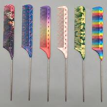 1pc Fashion Pattern Pointed Tail Comb, Professional Salon Hair Stylist Styling Comb, Teasing Comb, Durable Plastic, Hair Styling, Home Essential Hair Comb, Random Shipment - One Size Fits All - View 6