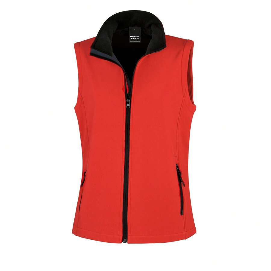 Result Core Womens/Ladies Printable Full Zip Softshell Bodywarmer - Red / Black - View 1