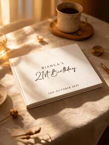 Custom Guest Book - Elegant White Cover, Blank Pages, Customizable Name And Date, Personalized Pattern. Custom Wedding Reception Guest Book, Wedding Signature Book, Engagement Party Photo Album, Minimalist Wedding Guest Book, Elegant Wedding Guest Book - Multicolor - View 6