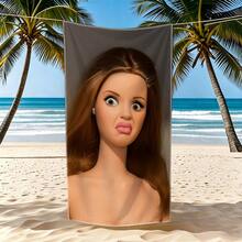 1 pieza Toalla de playa divertida - Microfibra suave, absorbente y de secado rápido, con estampado de patrón divertido, ideal para piscinas, vacaciones y viajes a la playa - Multicolor - Ver 8