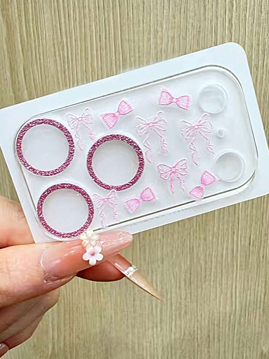 Fashionable Cute Cartoon Graffiti Heart Bow Sticker Transparent Camera Lens Protector Film, Compatible With IPhone 17 Pro Max 17 Pro 17 16 15 14 13 Pro Max