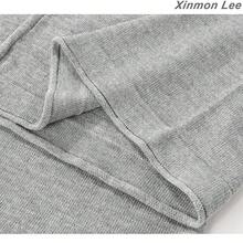 韓系簡約休閒杏色短袖T恤與寬腿褲兩件套，優雅休閒不對稱/不規則穿搭，適合晚間約會、度假、日常穿著，夏季 - 灰色 - 查看 4