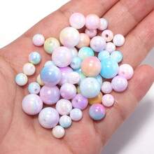 100-500pcs 6/8/10mm Acrylic Faux Pearl Plated Gradient Mermaid Beads For DIY Jewelry Making Accessories Decorative Beads - Gradient Colors - View 4