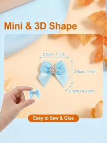 50pcs 2.5cm Mini Satin Ribbon Bows With Rhinestones, Multicolor Small Decorative Bows For DIY Hair Accessories, Doll Dressing, Gift Wrapping - View 3