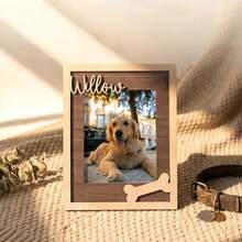 Custom Willow Pet Photo Frame | Wooden Laser Cut Decoration | Dual-Color Dog Bone And Name Photo Frame | Personalized Home Decor, Suitable For Living Room And Desktop | Holiday Decoration | Warm Customized Artwork For Pet Lovers - Multicolor - View 7