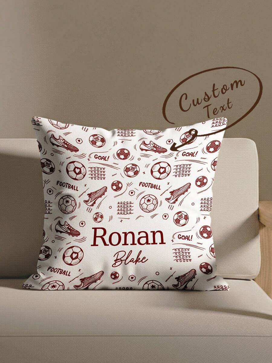 1pc Customizable Personalized Text Print Double-Sided Pillow Case, Suitable For Holiday Gifts, DIY Pattern Pillow Case, Gift For Family, Friends And Yourself - Multicolor - View 1