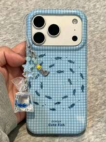 Neue modische Laser Aurora traumhaftes Ozean-Quallen-Design Handyhülle, kompatibel mit iPhone 18 Pro Max 18 Pro 16 15 14 17 Pro Max 15 Pro 16 Pro 14 15 16 Plus 17 16 15 14 13, Sommerstil stoßfeste Rückseite, Geschenk für Freunde - Kariertes Fischeli - Übersicht 7