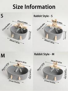 1件/2件 (S+M) 可愛卡通兔子棉繩編織收納籃，多尺寸桌面收納桶，適用於化妝品、雜物、兒童玩具，柔軟可水洗裝飾托盤，適合臥室梳妝台、浴室檯面、玄關、居家收納 - 灰色 - 查看 8