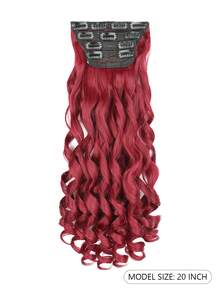 Clip In Hair Extensions, 20 Inch Long Wavy 4PCS Hair Extensions Natural Soft Synthetic Fiber High Temperature Heat Resistance Clip In Hairpieces For Women Weddings Party Daily Use - Burgundy - View 9