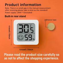 2pcs Mini Compact Digital Thermometer Hygrometer, Practical Indoor Outdoor Humidity Monitor With LCD Display, Battery Powered Temperature Humidity Meter For Home, Teenager Room, Garden, Car - 白色 - 查看 12
