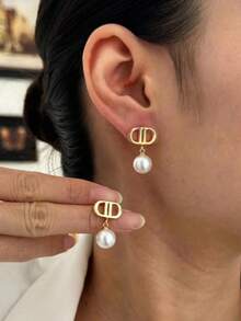 1 paire de boucles d'oreilles élégantes et mignonnes, convenant pour le port quotidien, les rendez-vous et les fêtes, élégantes et charmantes - Multicolore - Voir 1