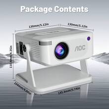 AOC Android 智慧投影機，雙頻 WiFi 2.4G/5G，原生 720P 迷你投影機，支援 4K 解碼，4 點梯形校正，可攜式家用劇院投影機，適用電影、遊戲、戶外露營 - 查看 5