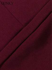 DONICY Women's Office Burgundy High-Waist Slim Fit Shorts, Crisp Fabric, Front Pleat Design, Slim Fit, Suitable For Spring Commute And Casual Wear - Burgundy - View 4