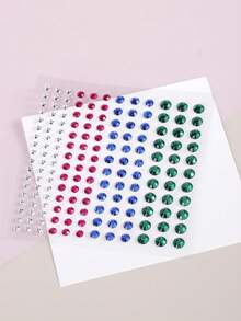 1pc 4-Color Vibrant Large & Small Round Rhinestone Self-Adhesive Face Stickers, DIY Music Festival Party Gift, Daily Decoration, Prom, Hair, Eyes, Face & Body Temporary Decorative Stickers - Multicolor - View 5