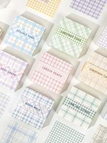 1pc/4pcs Fresh Macaron Color Series Plaid Sticky Notes, Multiple Exquisite Grid Textures, 200 Thick Non-Bleed Sheets Per Box, Smooth Writing Without Smudging, Suitable For Planner Collage, Daily Memo, Desktop And Wall Decoration, Gentle Atmosphere Gift For Stationery Lovers, Office Supplies, Learning Stationery - one-size - View 15