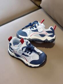 1 Pair Colorblock Toddler Shoes, Unisex Kids Hook & Loop Non-Slip Casual Sports Sneakers - Blue - View 3