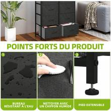 Yitahome Commode, 8 Tiroirs en Tissu Commode Chambre Meuble de Rangement, Cadre en Métal,pour Chambre à Coucher, Salon,Gris Profond - Noir Gris - Voir 5