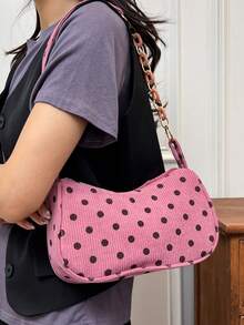 Solid Color Cloud Pleated Minimalist Fashionable Shoulder Bag - Hot Pink - View 2