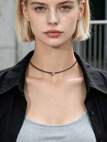 Bead Decor Choker - Black - View 1