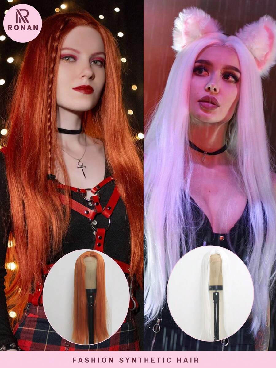26-Inch Long Straight Synthetic Wig, Heat-Resistant Fiber, Smooth And Realistic Hair Strands