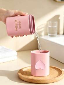 Customizable Name Text 3D Heart Travel Toothbrush And Toothpaste Storage Box, Pink 3D Heart Print Portable Toothbrush Storage Tube, Compact All-In-One Dust-Proof Cup With Lid, Suitable For Commuters, Students, Couples, Business Travelers, Short-Trip Travelers And Gift Customization Buyers, Short-Term Business Trips, Outdoor Travel, Campus Dorm Life, Hotel Stays, Home Use For Toothbrush And Toothpaste Storage, Compact Size Takes Up Little Luggage Space - Multicolor - View 5