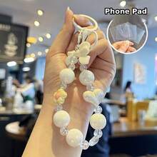 Sweet Bow & Heart Beaded Phone Chain, Multi-Color Dreamy Transparent Bead Wrist Strap, Detachable Phone Charm, Suitable For Phone Case & Bag Decoration, Sold Individually - Multicolor - View 7