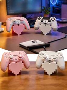 Pixel Heart Game Controller Display Stand, Pink & White Retro Pixel Style Gamepad Holder, Stable Anti-Fall Base, Desktop Decoration Storage Rack, Cute Gaming Room Desktop Decor - Multicolor - View 4