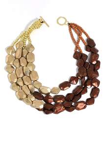 Collar de cuentas de resina multicapa estilo europeo y americano, gargantilla vintage exagerada con bloques de color, accesorio de cadena para la clavícula de diseño de nicho - Multicolor - Ver 2
