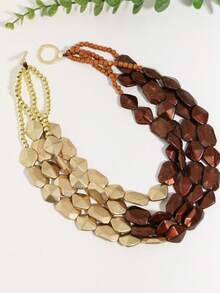 Collar de cuentas de resina multicapa estilo europeo y americano, gargantilla vintage exagerada con bloques de color, accesorio de cadena para la clavícula de diseño de nicho - Multicolor - Ver 6