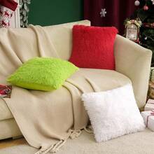Plain Plush Cushion Cover Without Filler - White - View 4