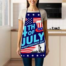 Patriotic Kitchen Apron, Featuring Uncle Sam, Perfect For Independence Day Celebrations, With Stars And Stripes Pattern, Suitable For Men And Women - Multicolor - View 10