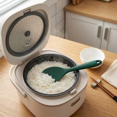 1pc Non-Stick Heat-Resistant Silicone Rice Spoon One-Piece Ergonomic Handle Durable Easy-Clean Kitchen Utensil For Rice Salad Mashed Potatoes
