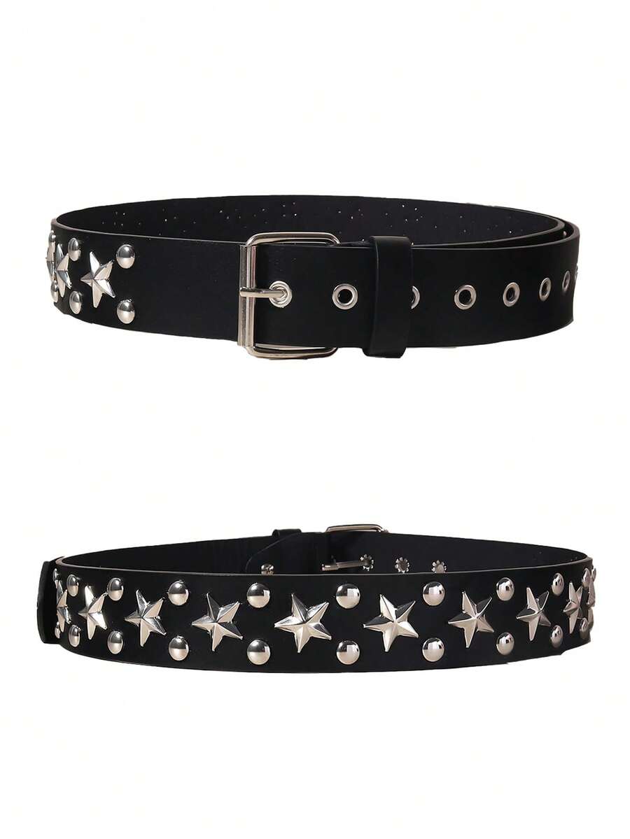 1PC Five-Point Star Rivet Punk Belt Metal Rivet Belt Suitable For Pants And Skirts - Large Pentagram - View 1