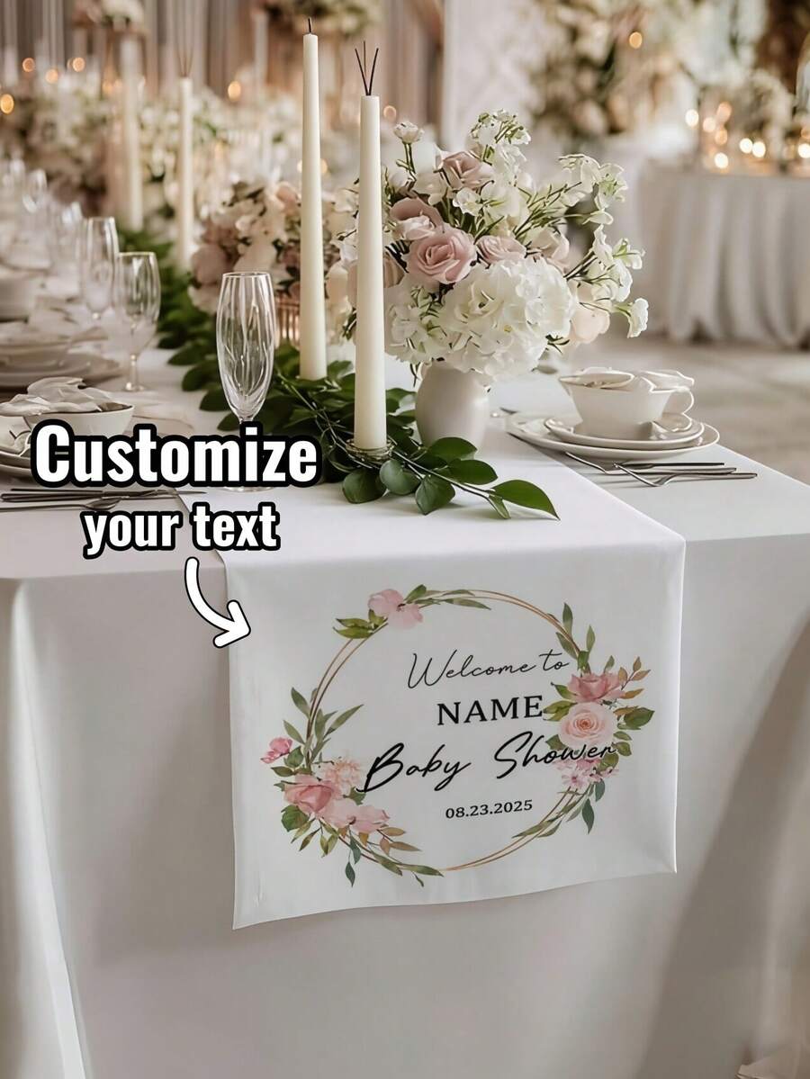 Custom Table Runner Personalized Monogram Initial And Date Design, For Graduation Feast, Gift Table And Decoration, A Thoughtful Decoration Idea For Parties And Dining Decor - Multicolor - View 1