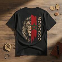 Camiseta con el león de la bandera marroquí |   Camiseta con estampado de león marroquí - Negro - Ver 1