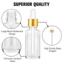 1/5 Transparent Thickened Dropper Bottle With Leak-Proof Gold Cap - Suitable For Storage, Travel, Essential Oils, Cuticle Oil, Extracts - White Bottle - View 3