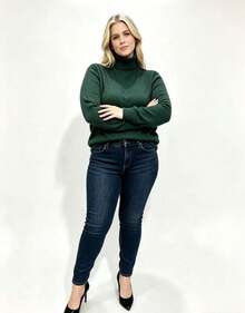 Steve Store Women's Knit Turtleneck Plus Size Elastane Sweater Long Sleeve Basic Winter Blouse Elegant Fashion - Verde escuro - 查看 2