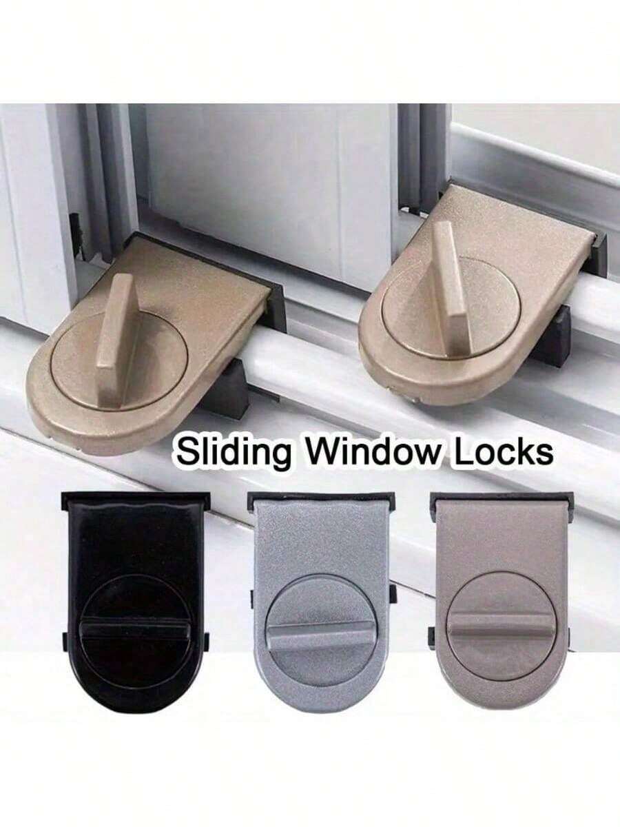 1pc Aluminum Alloy Sliding Door & Window Lock, Anti-Pinch, Anti-Theft, Anti-Fall Safety Lock System With Double Packaging - Multicolor - View 1