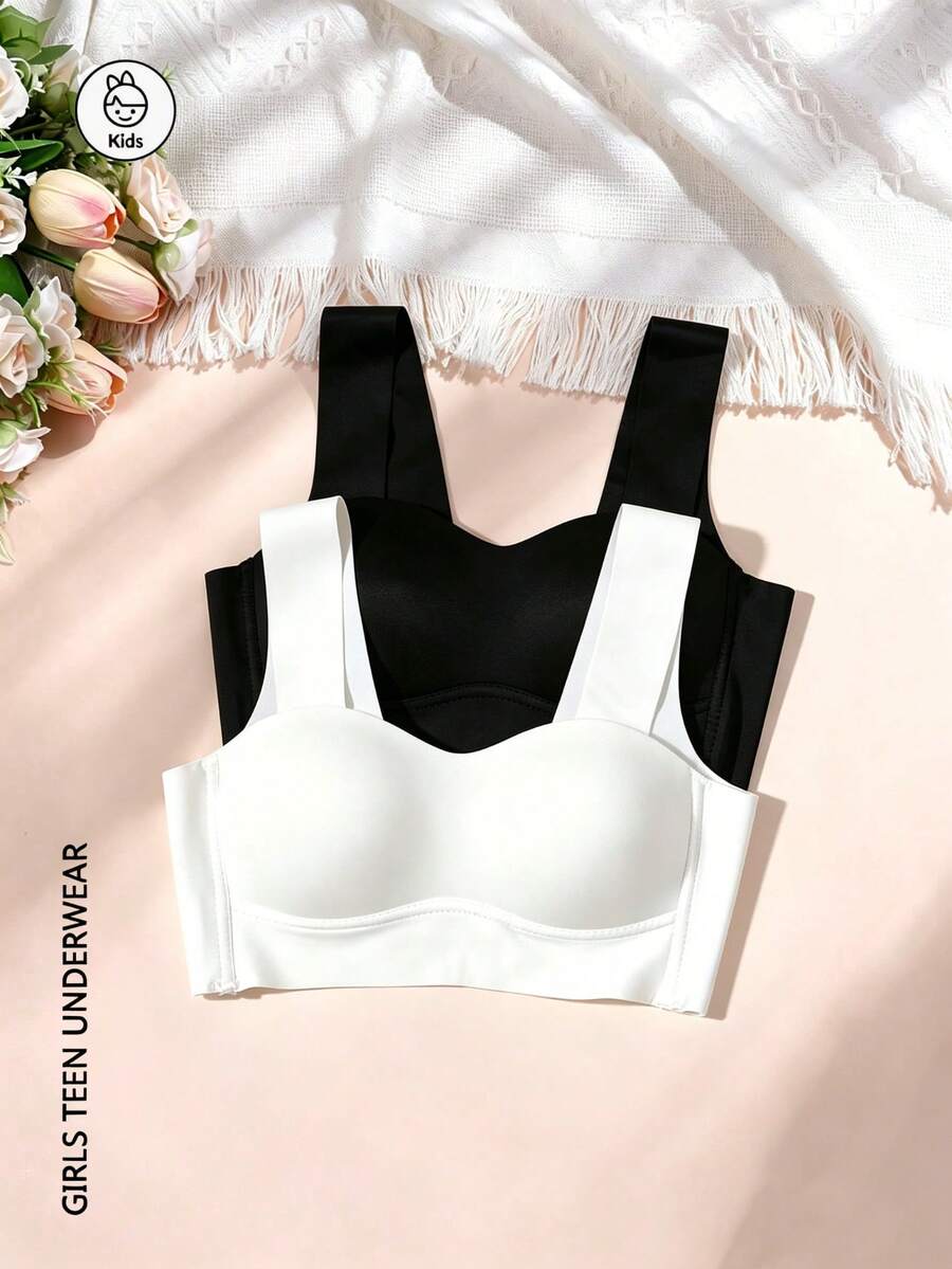 2 chiếc áo ngực không gọng cho bé gái tuổi teen, dây vai rộng, chất liệu thân thiện với làn da, phù hợp cho bé từ 13 đến 16 tuổi - Nhiều màu - Xem 1