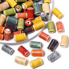 10pcs Ceramic Long Tube Beads, Bohemian Style, For DIY Jewelry Making, Necklaces, Bracelets, Beading, Home Decoration, Classroom DIY Craft Supplies - Long Tube Porcelain Beads - View 9