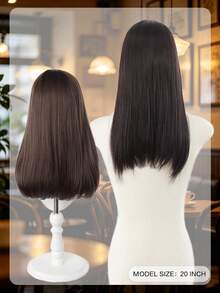 Long Straight Layered Synthetic Wig Brown/Black With Bangs, Natural Hair Texture, Heat-Resistant Fiber, Women's Cosplay Daily Wear - Multicolor - View 4